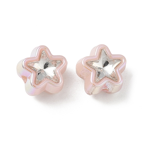 Baking Painted Acrylic & Rhinestone Beads, Star, Faceted