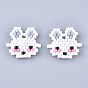 Handmade Seed Beads Links Connectors, with Elastic Thread, Loom Pattern, Rabbit