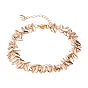 Brass Leaf Charm Anklets, with 304 Stainless Steel Lobster Claw Clasps