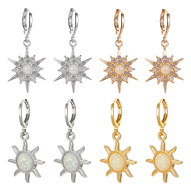 8 пары 4 серьги из цветного сплава с опаловым солнцем и застежкой-рычагом