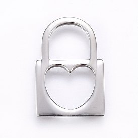 304 Stainless Steel Pendants, Padlock with Heart