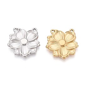 304 из нержавеющей стали цветочные кулоны, 2 контур, ионное покрытие (ip)