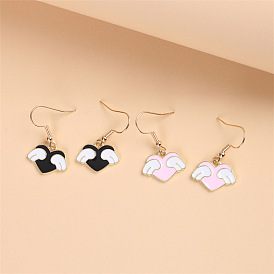 Cartoon Angel Wing Heart Earrings - Cute and Versatile Jewelry