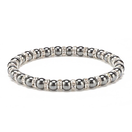 Bracelet extensible en hématite synthétique perlé de strass, bijoux en pierres précieuses pour hommes femmes