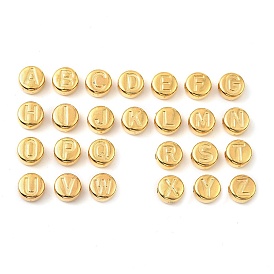 304 из нержавеющей стали бусы, плоские круглые с буквы, золотые