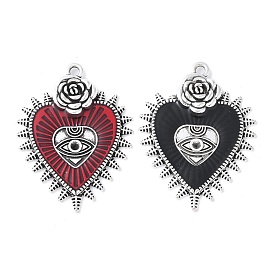 Подвески из эмали и сплава, стойки покрытие, без кадмия, без никеля и без свинца, подвеска в виде сердца с розой и глазом