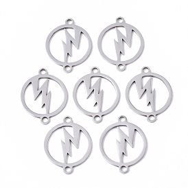 201 Stainless Steel Normal Links Connectors, Laser Cut, Ring with Lightning