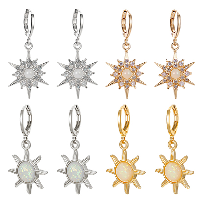 8 пары 4 серьги из цветного сплава с опаловым солнцем и застежкой-рычагом