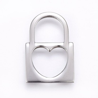304 Stainless Steel Pendants, Padlock with Heart