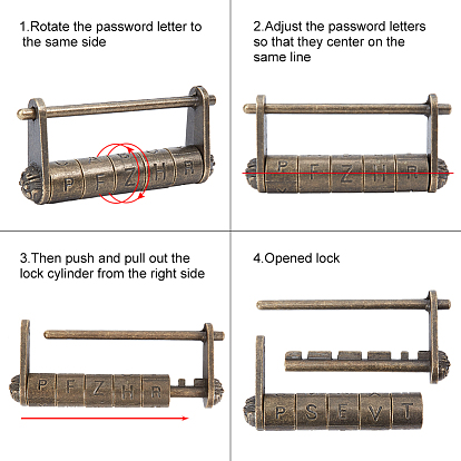 OLYCRAFT Combination Vintage Lock Antique Password Padlock Decorative Locks English Words Password Padlock Lock for Cabinet Suitcase Drawer Jewelry Wooden Box