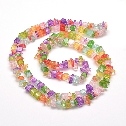 Synthetical Quartz Chip Bead Strands, Dyed, 5~8x5~8mm, Hole: 1mm, about 31.5 inch