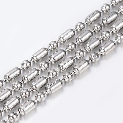 304 Stainless Steel Ball Chains, with Spool, Oval and Round