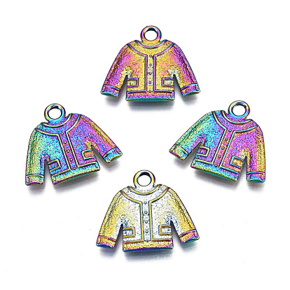 Rainbow Color Alloy Pendants, Cadmium Free & Nickel Free & Lead Free, Coat
