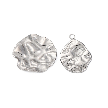 304 подвески из нержавеющей стали, кованый неправильный овал/плоский круглый брелок, анти-тускнение