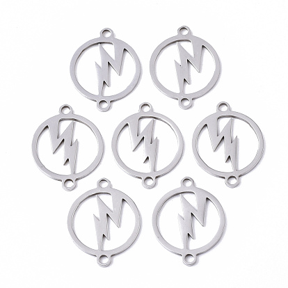 201 Stainless Steel Normal Links Connectors, Laser Cut, Ring with Lightning