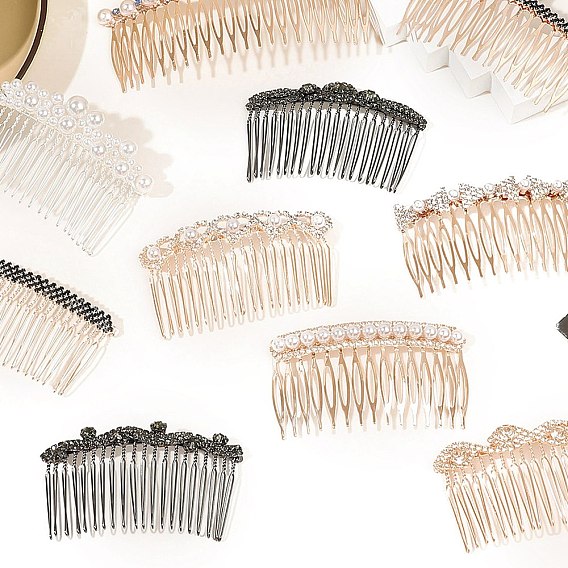 Сплавочная гребенка со стразами для волос , с бусиной из искусственного жемчуга, аксессуары для волос для женщин и девочек