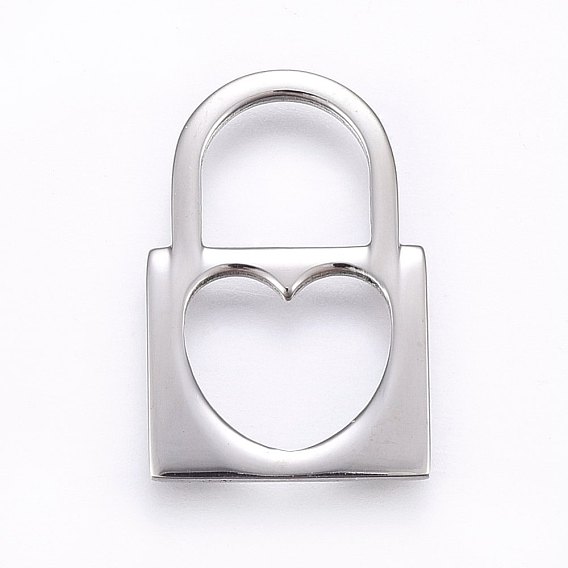 304 Stainless Steel Pendants, Padlock with Heart