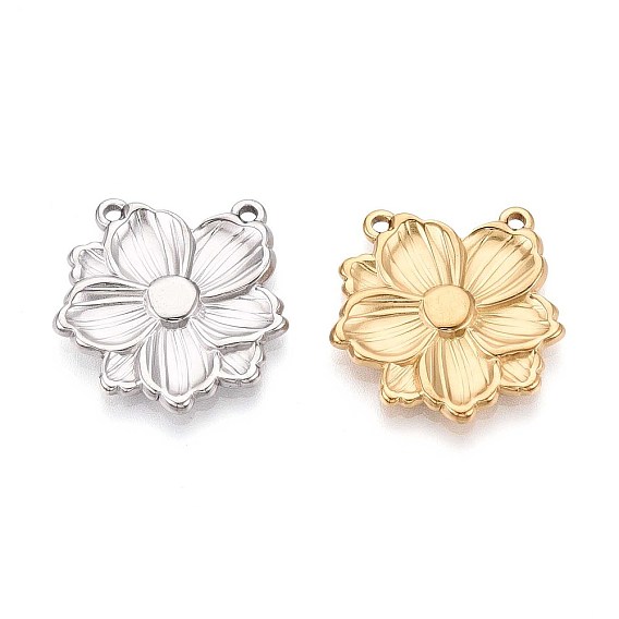 304 из нержавеющей стали цветочные кулоны, 2 контур, ионное покрытие (ip)