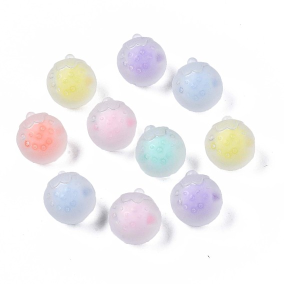 Transparent Acrylic Beads, Frosted, Bead in Bead, Strawberry