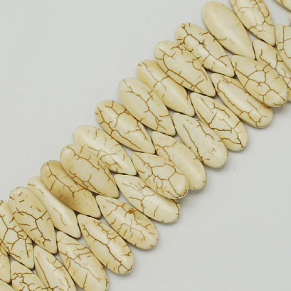 Gemstone Beads Strands, Synthetical Turquoise, Drop, 29x15x8mm, Hole: 1.5mm