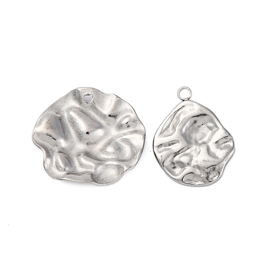 304 подвески из нержавеющей стали, кованый неправильный овал/плоский круглый брелок, анти-тускнение