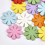 Painted Natural Wooden Cabochons, Flower