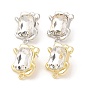 Alloy Stud Earring Finding, with Imitation Quartz Crystal, 925 Sterling Silver and Loop, Rectangle