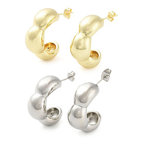 Brass Pea Shape Stud Earrings, Half Hoop Earrings