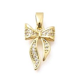 Pendentifs en laiton zircon cubique clair, charmes bowknot, plaqué longue durée