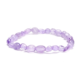 Bracelet extensible en perles d'améthyste lavande naturelle pour elle