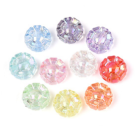 Прозрачные акриловые бусины, с покрытием AB цвета, цветок