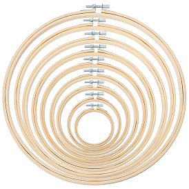 9шт. 9 стили бамбуковых пялец для вышивания, с железной фурнитурой, кольцо