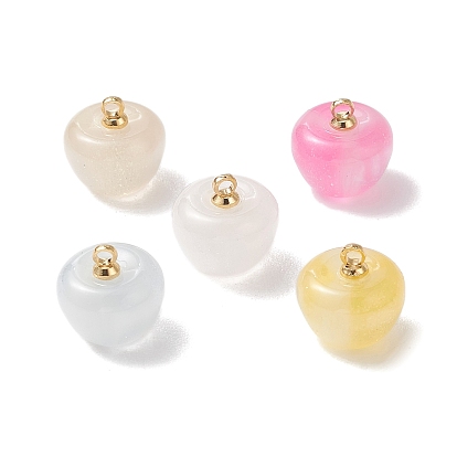 Прозрачные подвески из смолы с градиентным цветом, реагирующие на УФ-излучение., яблоко, с латунными штифтовыми скобами