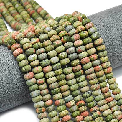 Природные Unakite бисер нитей, матовые, рондель