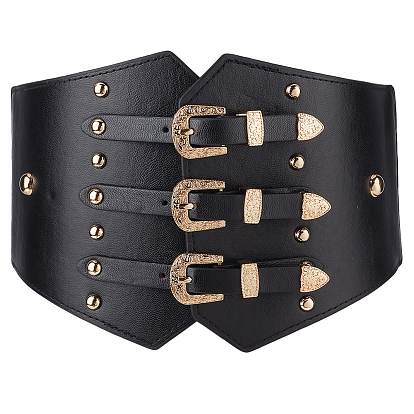 1Пояса из искусственной кожи с эластичным ремнем и металлическими заклепками для мужчин и женщин, золотые