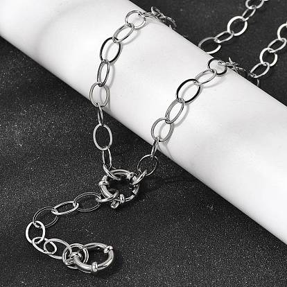 6мм 201 Плоские овальные цепочки из нержавеющей стали, унисекс, не тускнеет