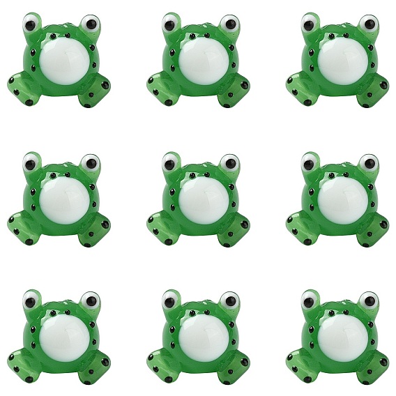 10 бусины лэмпворк ручной работы, лягушка