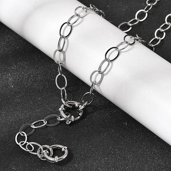 6мм 201 Плоские овальные цепочки из нержавеющей стали, унисекс, не тускнеет