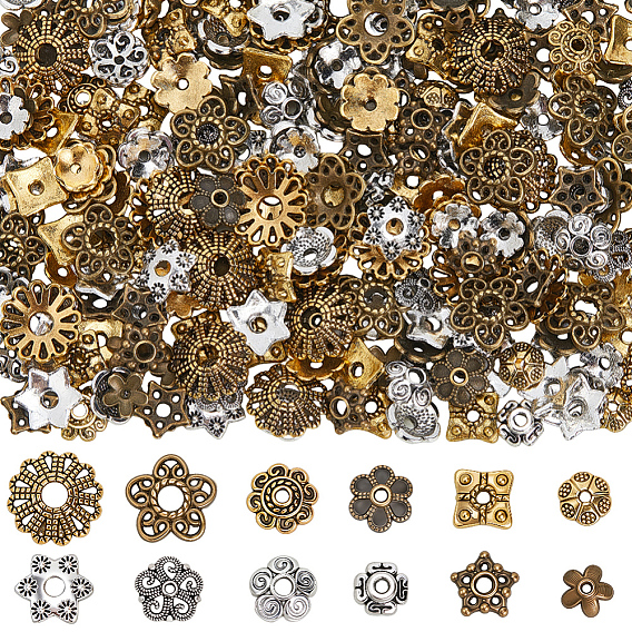 360шт 12 стили колпачки из сплава в тибетском стиле, цветок