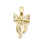 Pendentifs en laiton zircon cubique clair, charmes bowknot, plaqué longue durée