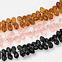 Faceted Teardrop Glass Beads Strands, Top Drilled Beads, 13x8mm, Hole: 1mm, about 98pcs/strand, 15.7 inch