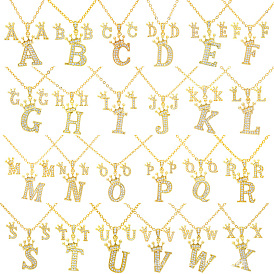 Наборы подвесок и сережек-гвоздиков из латуни с микропаве из прозрачных кубических цирконий., золотые, письмо с короной