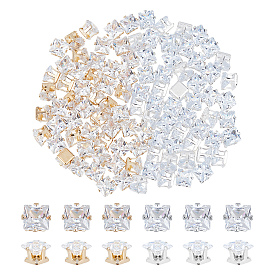 100шт 2 цвета кубический цирконий кабошоны, с железной фурнитурой, квадратный