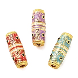 Alloy Enamel Beads, Column, Golden