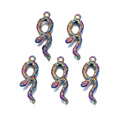 Rainbow Color Alloy Pendants, Cadmium Free & Nickel Free & Lead Free, Snake