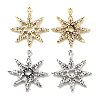 Латунные микропаве прозрачные подвески с фианитом, звезды прелести, стойки покрытие, долговечный, без свинца и без кадмия