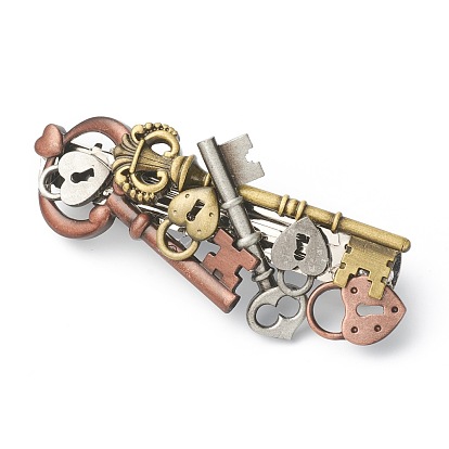 Панк винтажные аксессуары для волос, заколка для волос из сплава в тибетском стиле, Замок и ключ