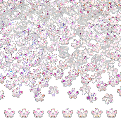 160Pcs 2 Styles Lampwork Bead Caps, 5-Petal Flower