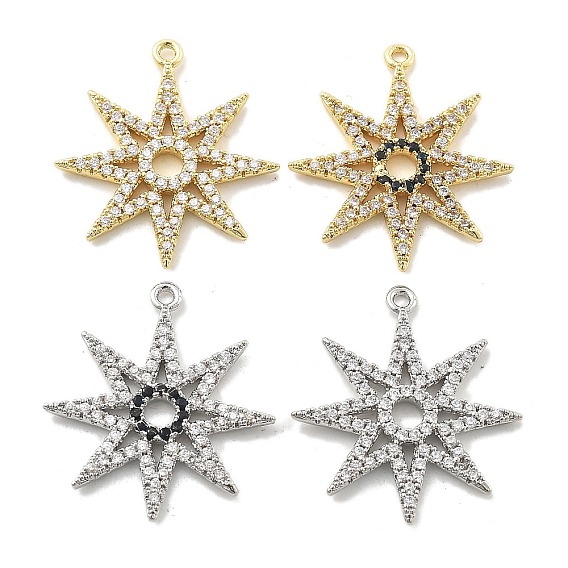 Латунные микропаве прозрачные подвески с фианитом, звезды прелести, стойки покрытие, долговечный, без свинца и без кадмия