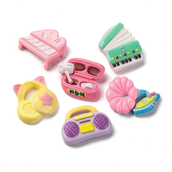 Непрозрачные кабошоны из смолы на музыкальную тему